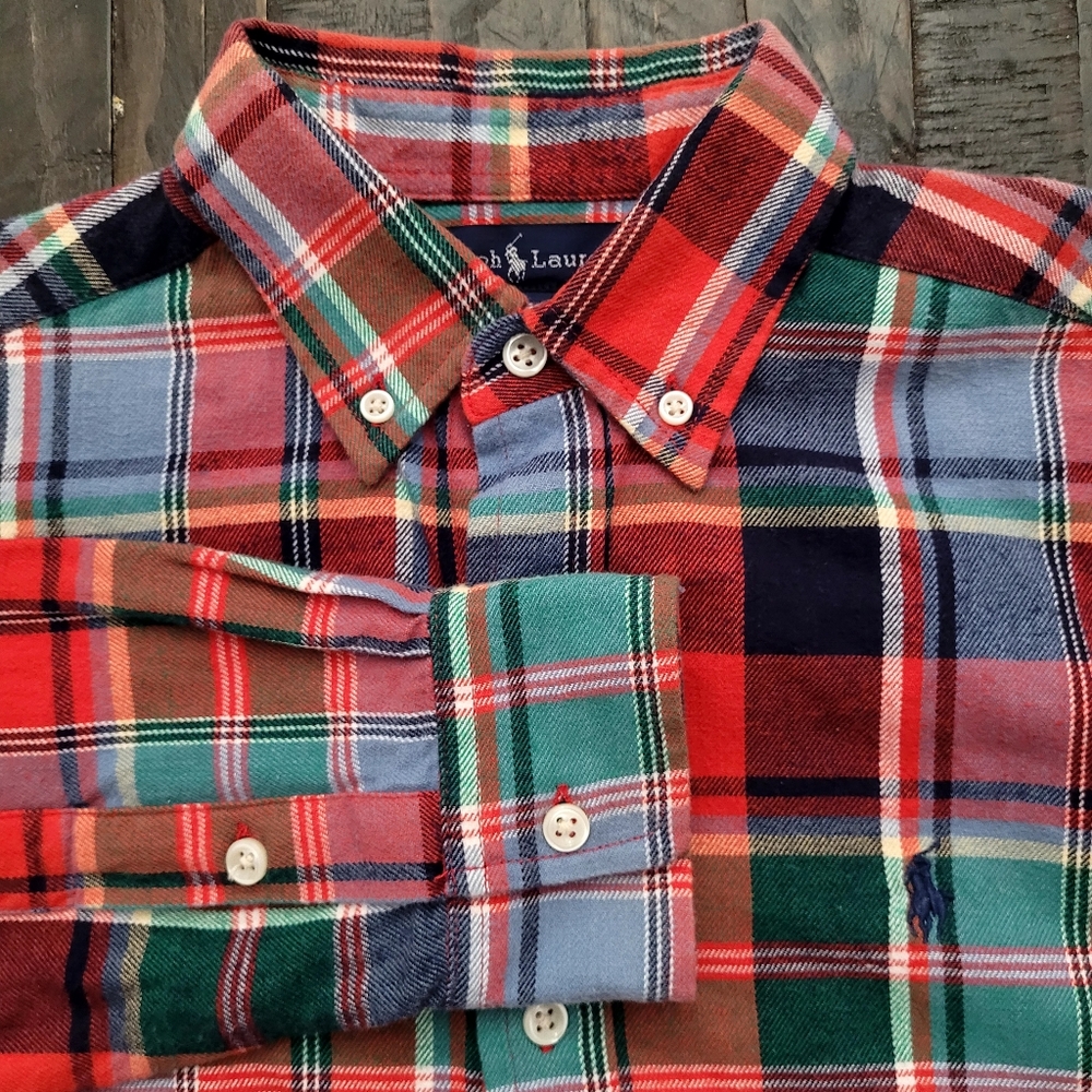 Vintage Polo Ralph Lauren  Multicolor Plaid Long Sleeve Button Flannel Medium